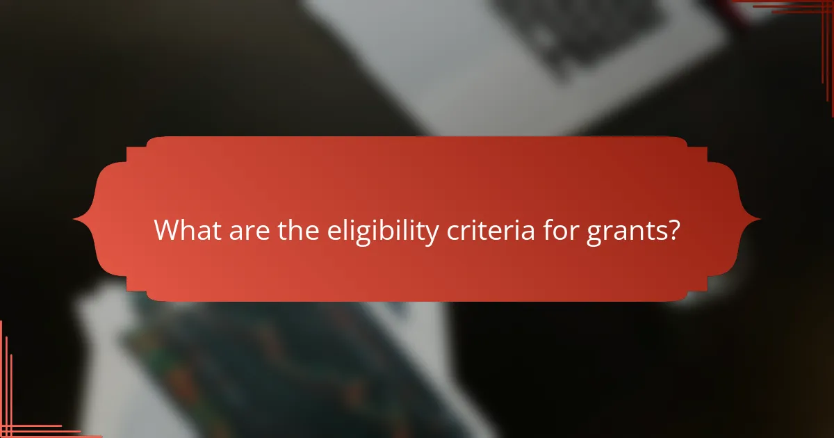 What are the eligibility criteria for grants?